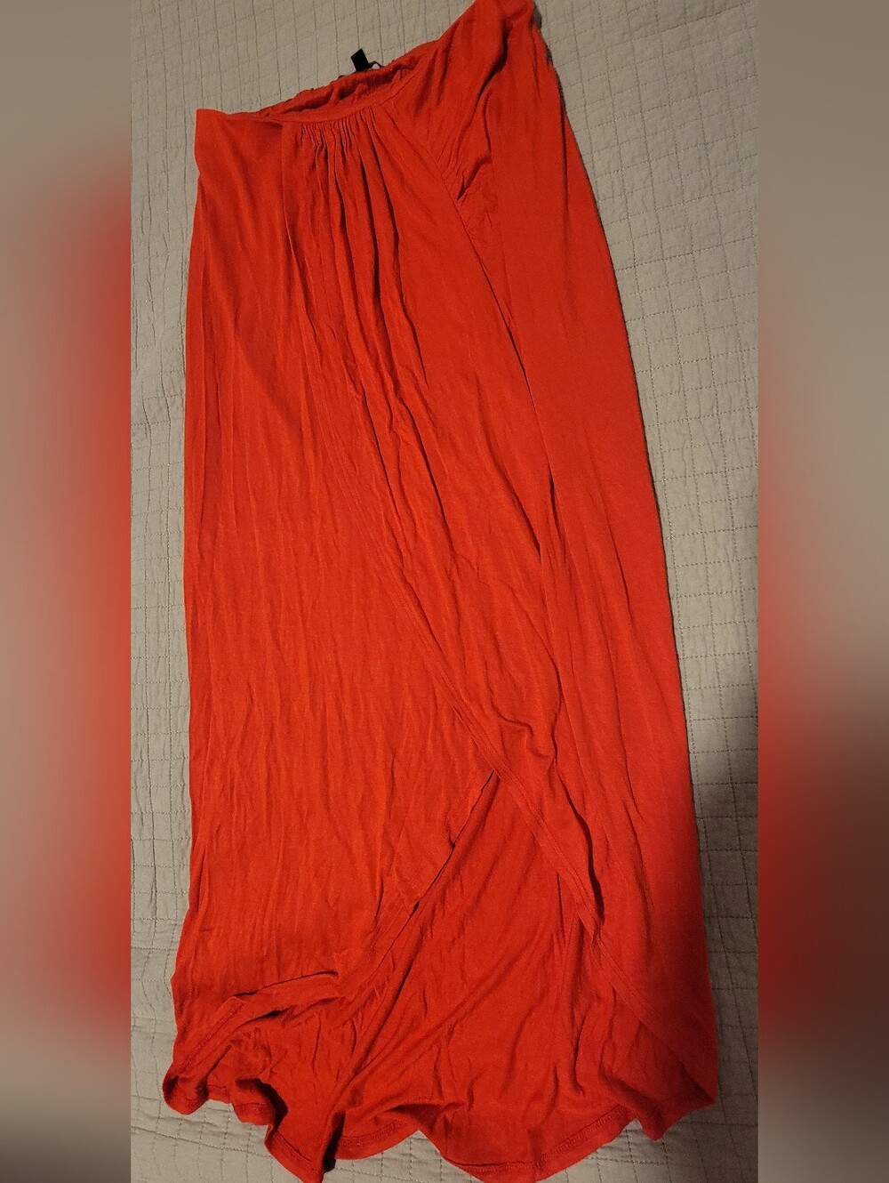 Green Envelope Red Gathered Maxi Skirt M